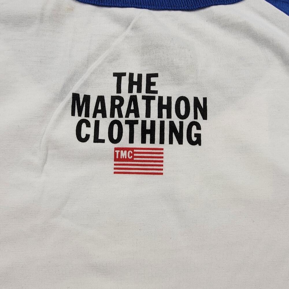 The Marathon Clothing Crenshaw Shirt Mens Small White Royal Raglan MRT88618 - Picture 4 of 10
